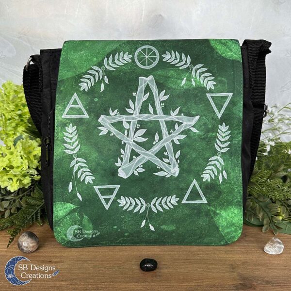 Elemental Magick Groen Pentagram Tas Groot Vierkant Pagan-1