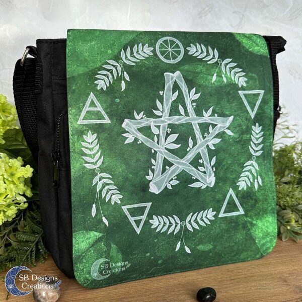 Elemental Magick Groen Pentagram Tas Groot Vierkant Pagan-3