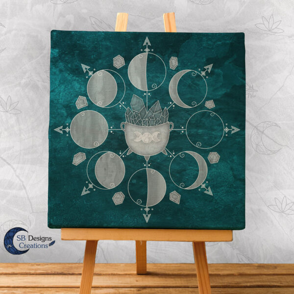 Canvas Art Moonphases Moon Crystals and Cauldron-1