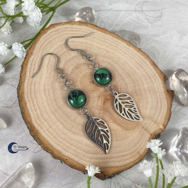 Forest Witch - Green Witch - elvina blad oorbellen-4