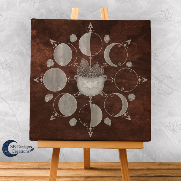 Moonphases Art Canvas Cauldron Brown 1