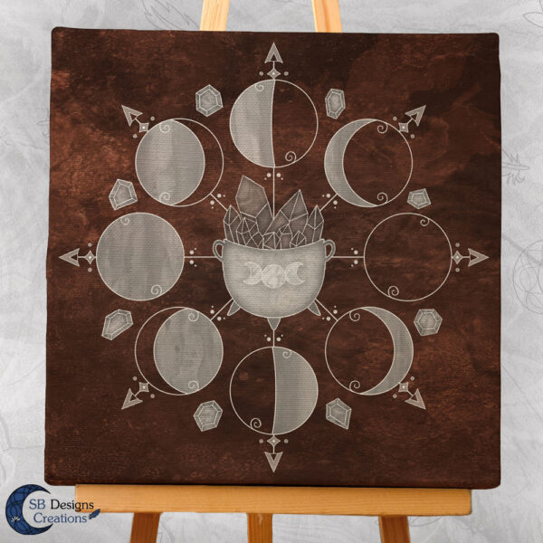 Moonphases Art Canvas Cauldron Brown 3