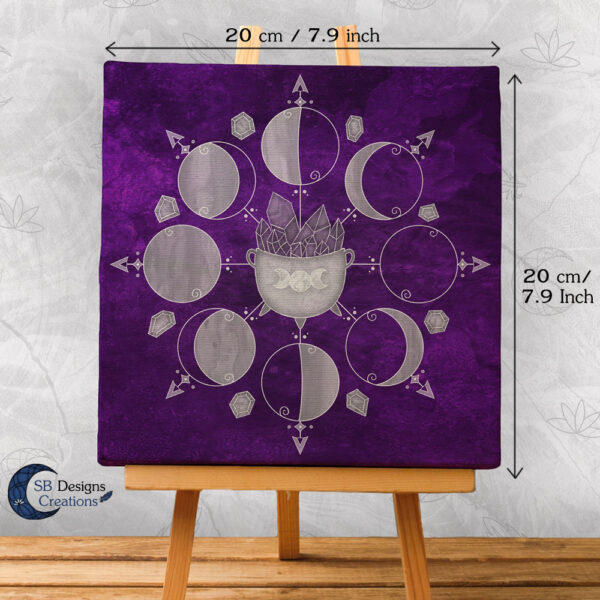 Moonphases Purple Cauldron Canvas Artprint Wall Altar Decoration-2