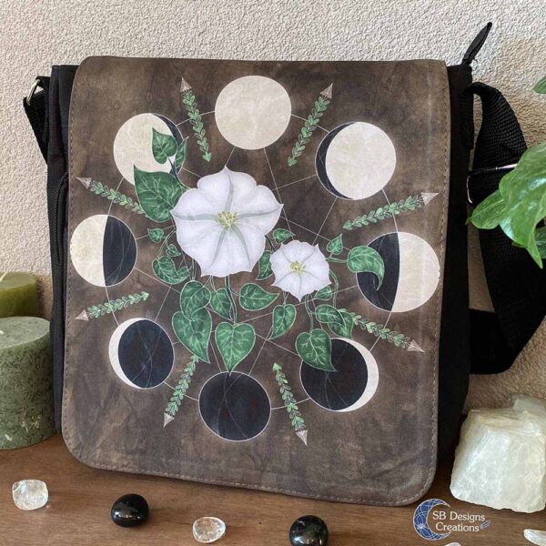 Moonflowers Shoulder Bag illustrated Bag Fantasy Art