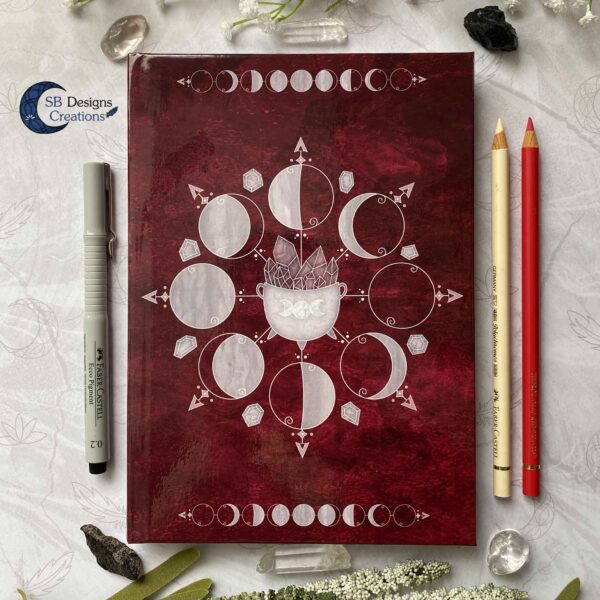 Witch Book Journal Moonmagic Moonphases Red-2