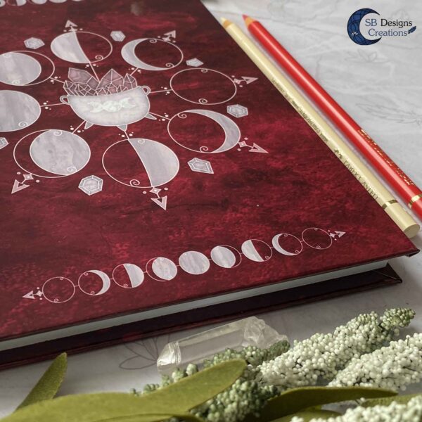 Witch Book Journal Moonmagic Moonphases Red-3