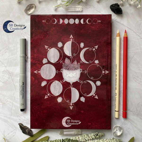 Witch Book Journal Moonmagic Moonphases Red-5