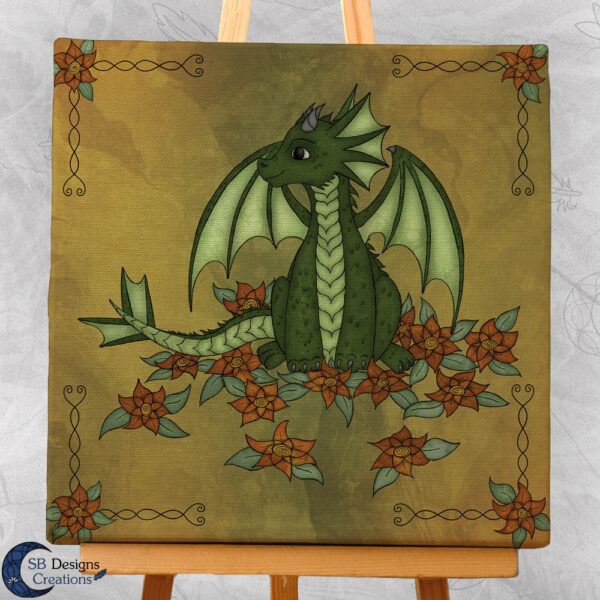 Natuur Flower Dragon Fantasy Art Canvas Print 20x20 Fantasy Home & Living-2