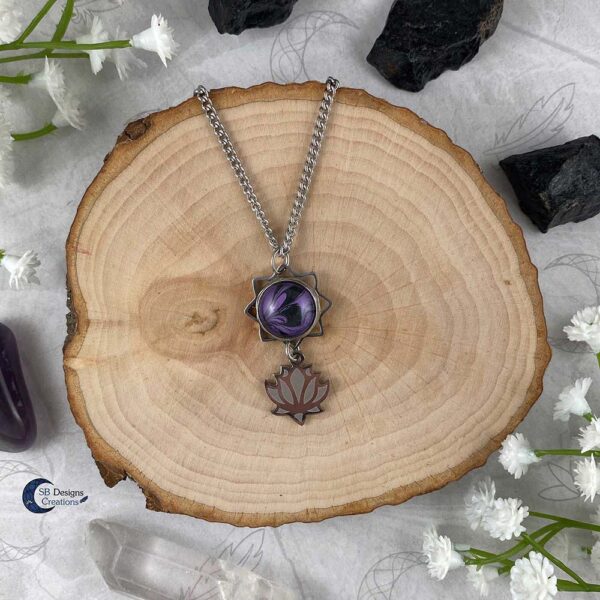 Lotus ketting paars water lelie spirituele chakra sieraden-1