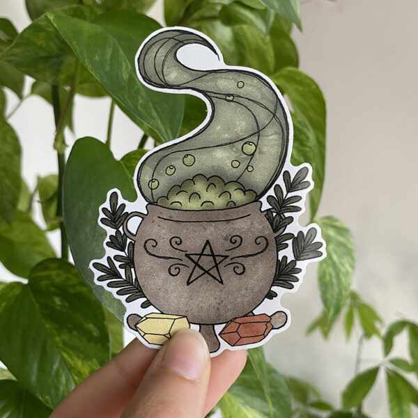 Cauldron Heksenketel Vinyl Sticker Heks Decoratie Stationery-1