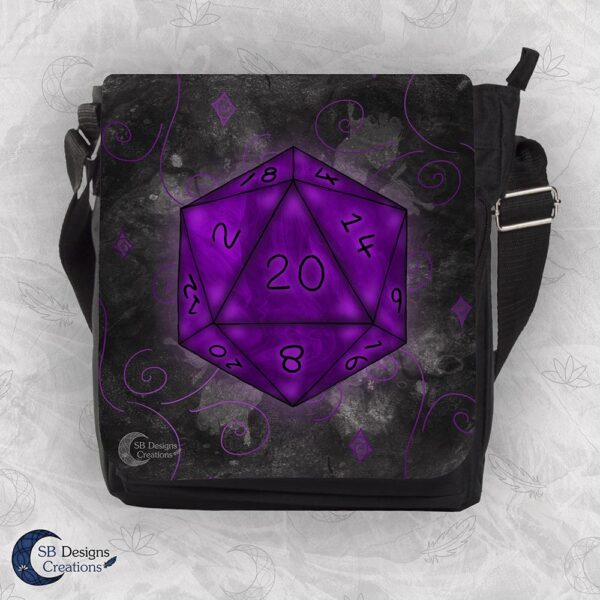 D20 Dungeons & Dragons Art Inspired- Kleine Schoudertas Fantasy Geek Paars