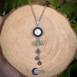 Heks Ketting Pentakels en Aventurijn Edelsteen Natuur Sieraden Stainless Steel-1