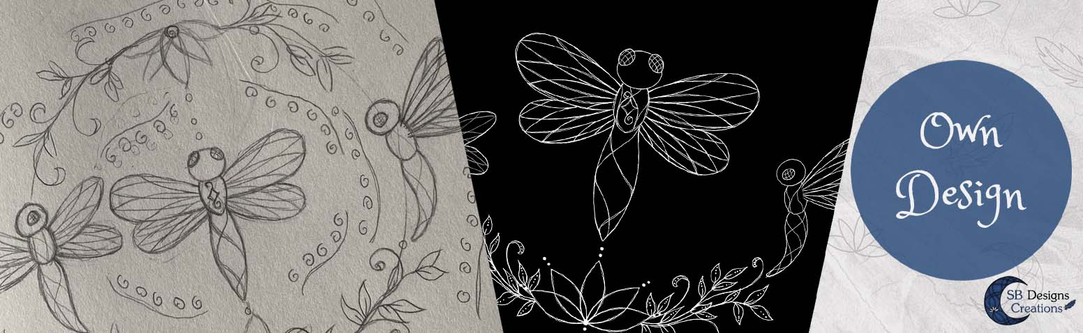 Handgetekende libelle krachtdier illustratie dragonfly spirit SB Designs Creations