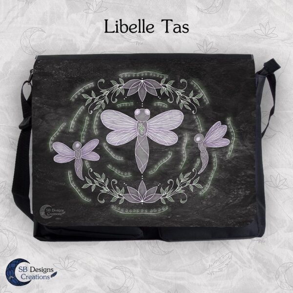 Libelle Schoudertas - Dieren Insecten Tas - Paars-Zwart Schooltas - Dieren Tas Groot