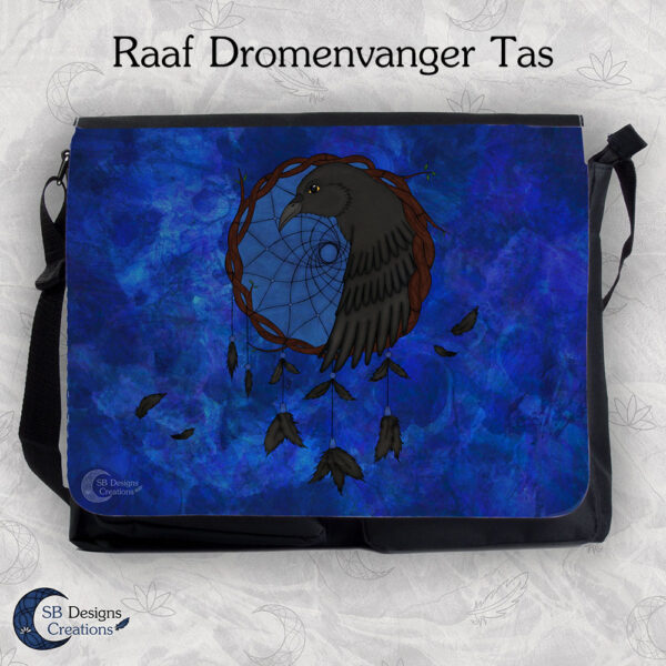 Raaf Schoudertas Rechthoek Groot- Dromenvanger Raven Tas - Dieren Schoudertas Blauw