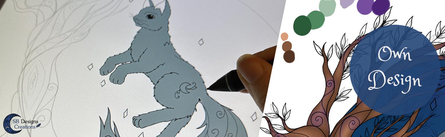 Handgetekende Kat Krachtdier Spirit Animal Mystieke Dieren Illustratie SB Designs Creations